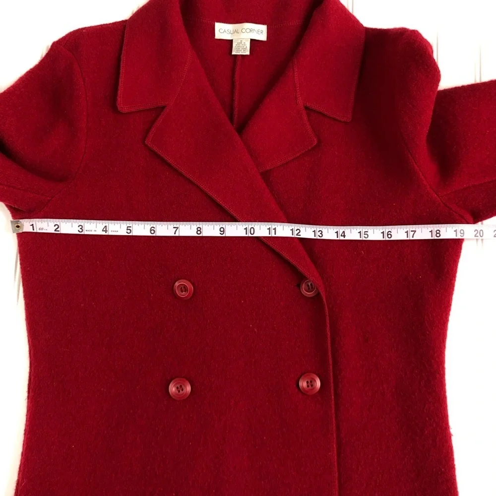 Casual Corner Wool Red Double Breasted Jacket - Picture 11 of 11